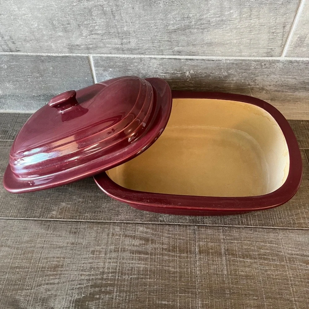 Pampered Chef 3.1Qt 3L Cranberry Covered Baker Roaster Dutch Oven St…
